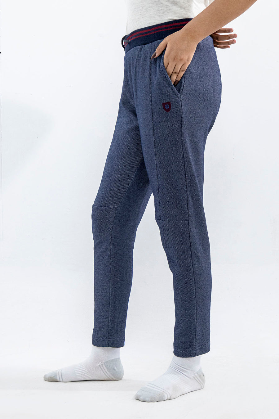Eclipse Signature Women Cotton Trousers - Navy Melange